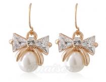 Ohrringe mit Perlen Dekoration goldig legiert Kristall Verziehrung